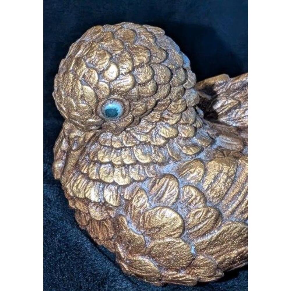 MCM Vintage Nesting Doves Hand Painted Resin Brown Blue Eyes Bookends - Picture 7 of 10
